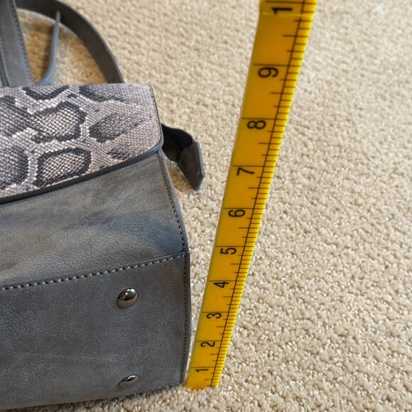 Vittoria Napoli Satchel Bag Purse Grey Nubuck Leather Python Snake Embossed Flap - Picture 15 of 15